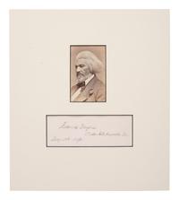 DOUGLASS, Frederick (1818-1895). CDV of Frederick Douglass. [ With: ] Signature ("Frederick Douglass"). Washington, D.C., 10 May 1893.