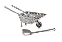 An Israeli Silver Passover Seder Table Article, Netafim, Jerusalem, in the form of a wheelbarrow, together with a shovel-form serving s