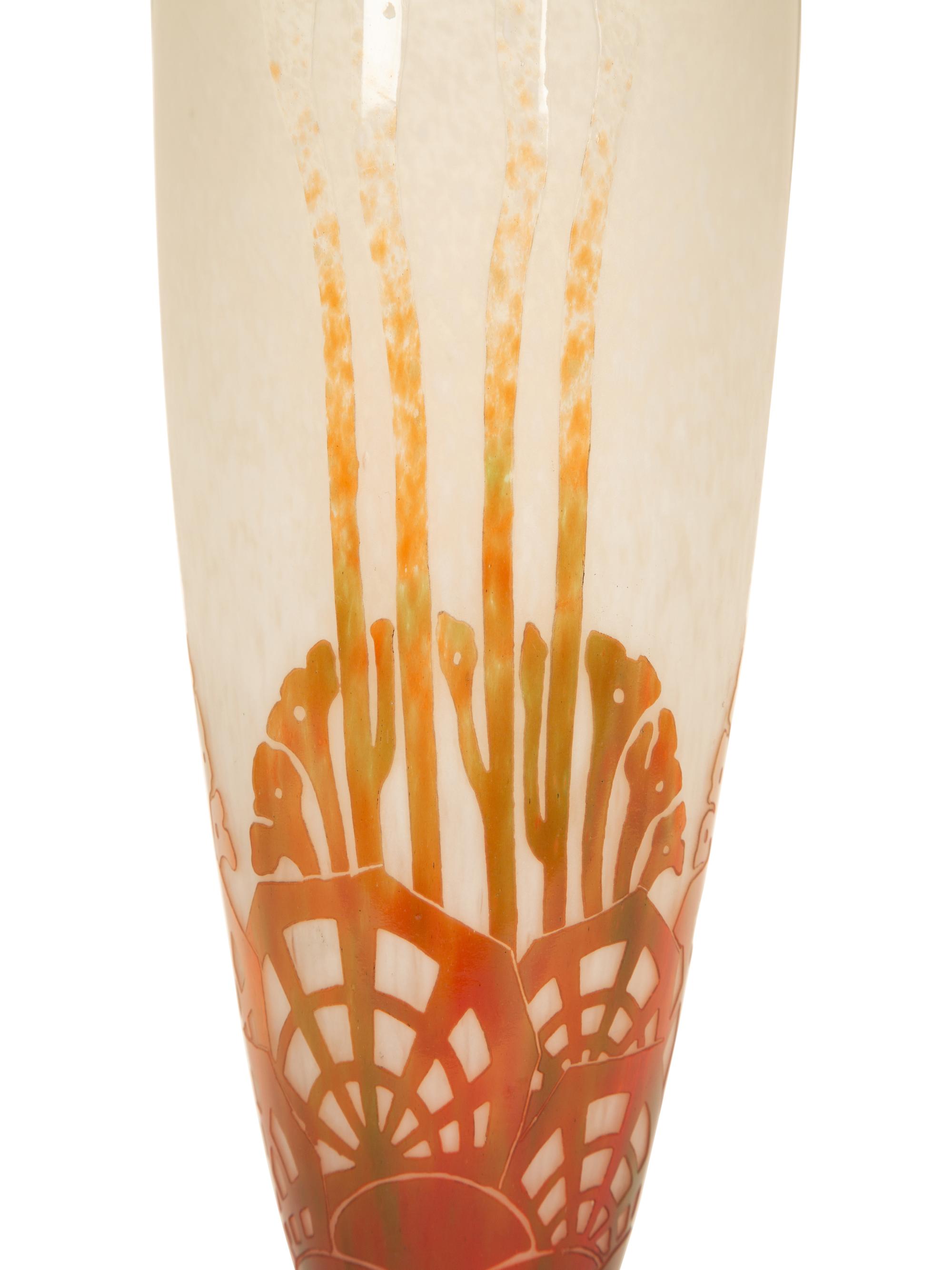 A Le Verre Français Algues Cameo Glass Vase