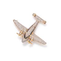 DIAMOND AND SAPPHIRE AIRPLANE BROOCH