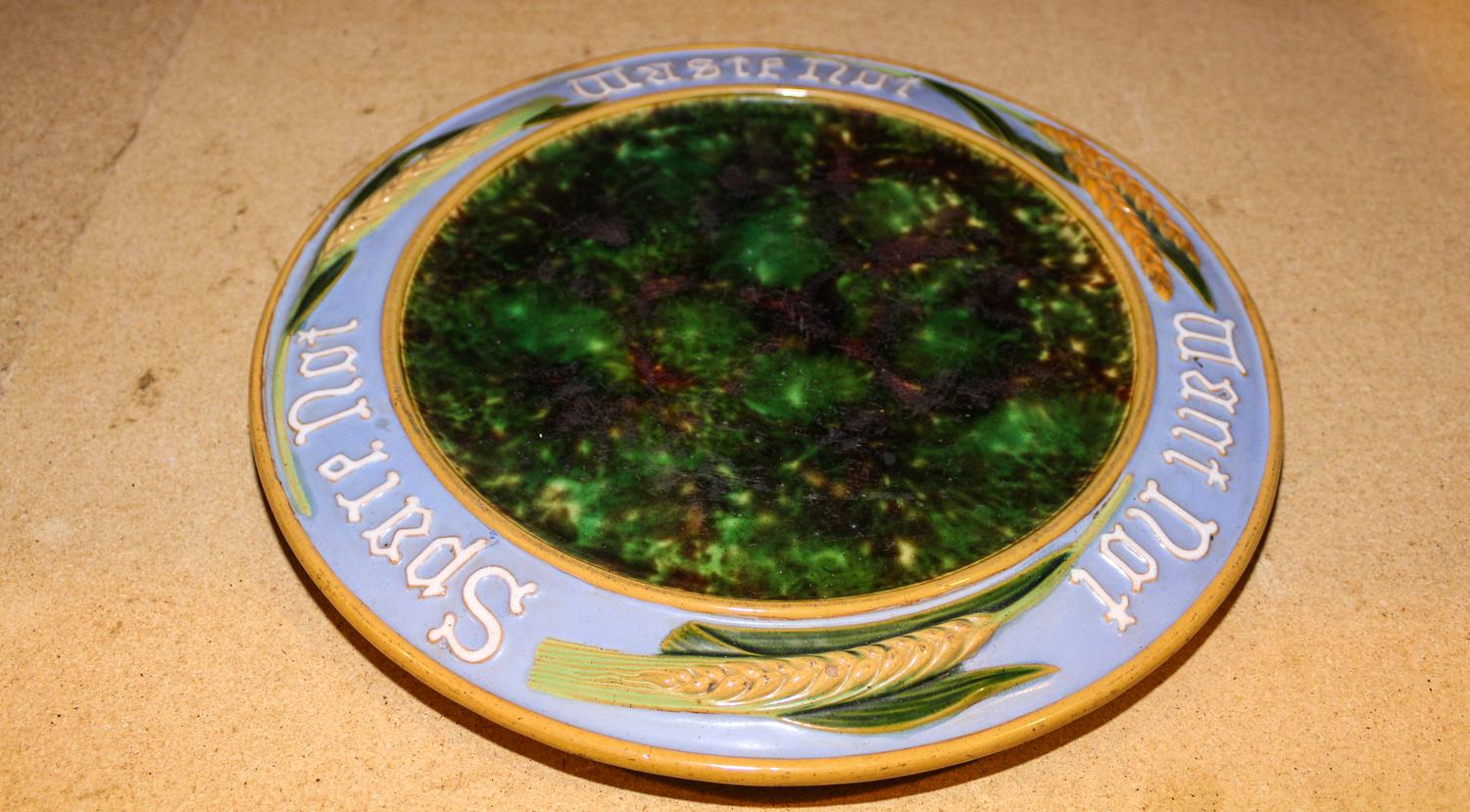 A Minton Majolica Bread Tray. Diameter 15 inches.