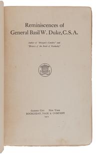 DUKE, Basil (1838-1916). 3 works in 3 volumes, including: