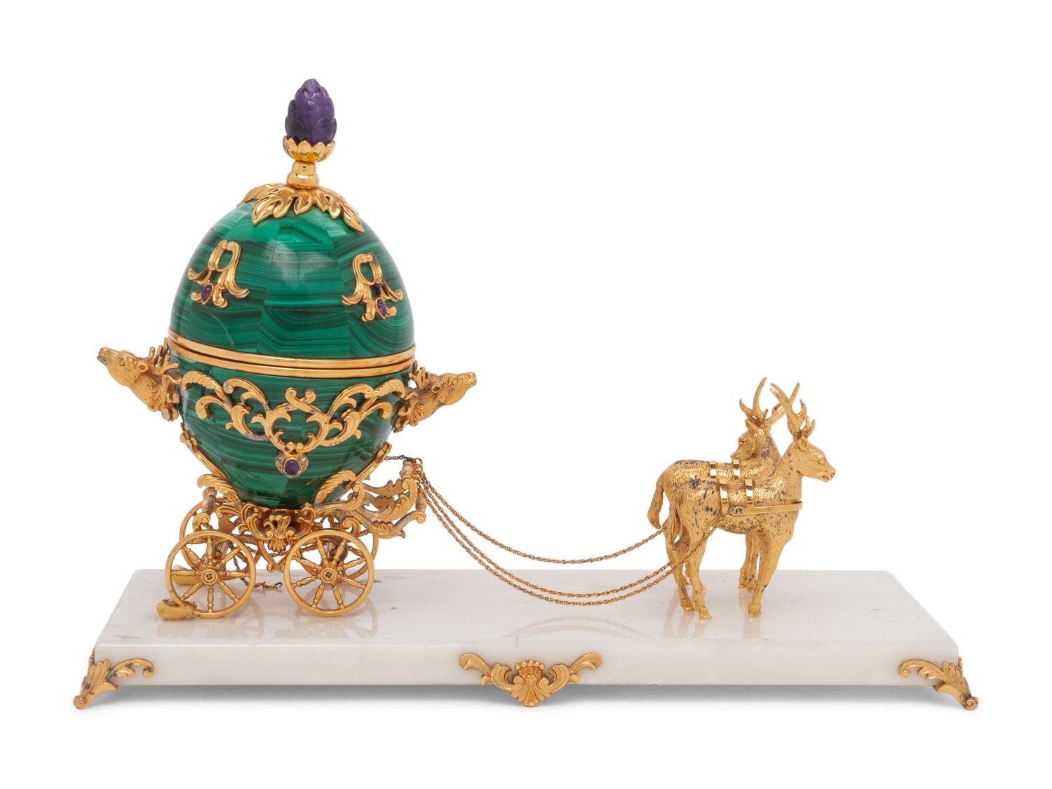 A Malachite Fantasy Coach in the Manner of Fabergé