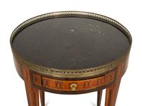 A Louis XVI Style Marquetry Marble-Top Gueridon