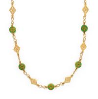YELLOW GOLD AND PLIQUE-A-JOUR ENAMEL NECKLACE