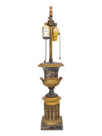 A Continental Gilt-Metal Mounted Urn Form Lamp