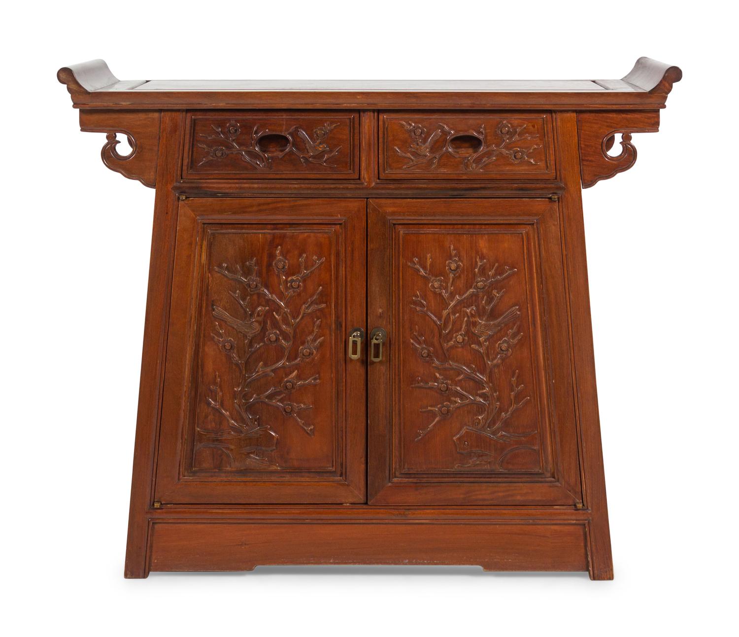 A Chinese Hardwood Scroll Cabinet