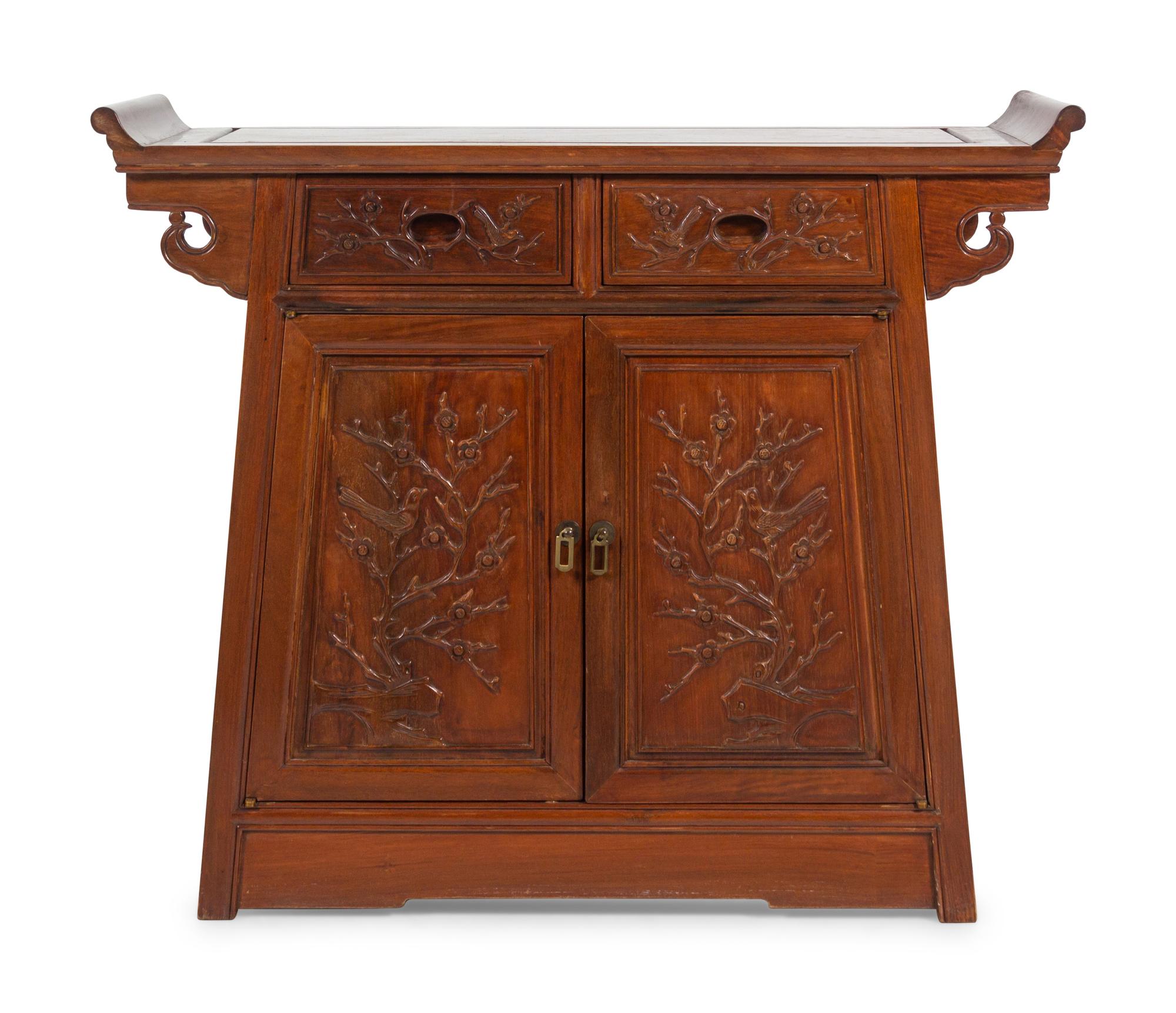 A Chinese Hardwood Scroll Cabinet