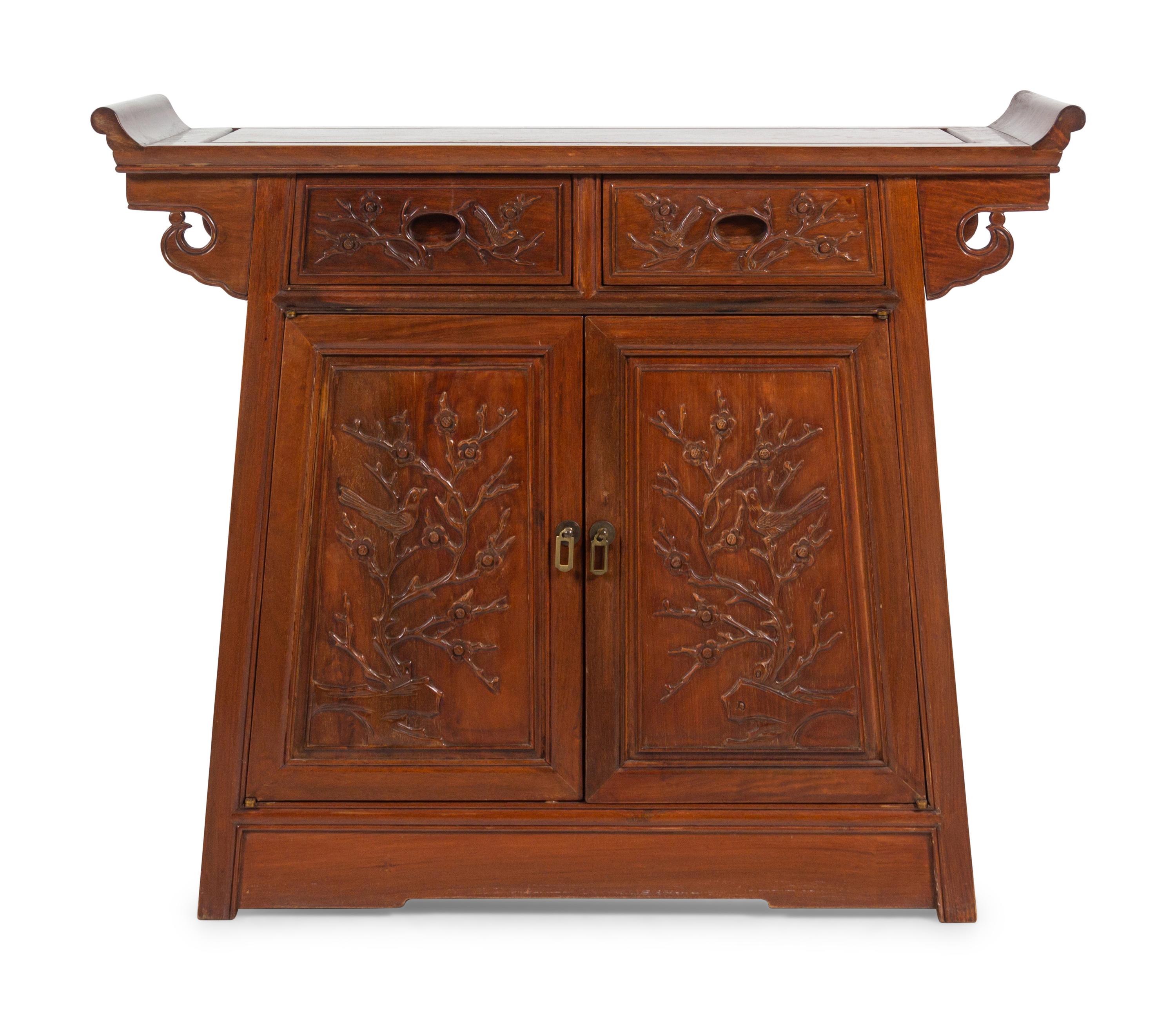 A Chinese Hardwood Scroll Cabinet