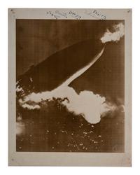 [AVIATION]. Press photograph capturing the explosion of the Hindenberg. Boston, MA: Wide World Photos, 6 May 1937.