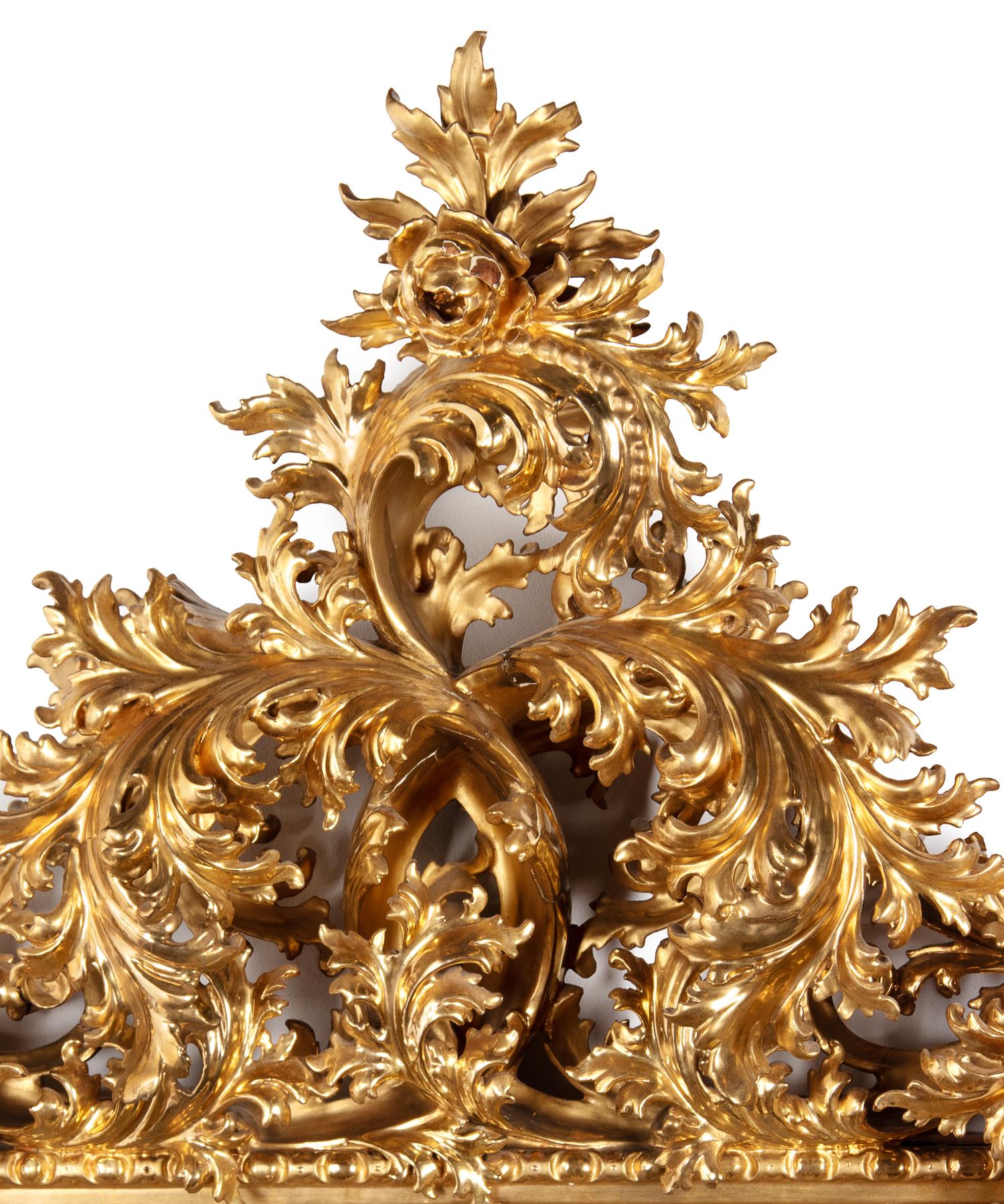 An Italian Baroque Style Carved Giltwood Mirror