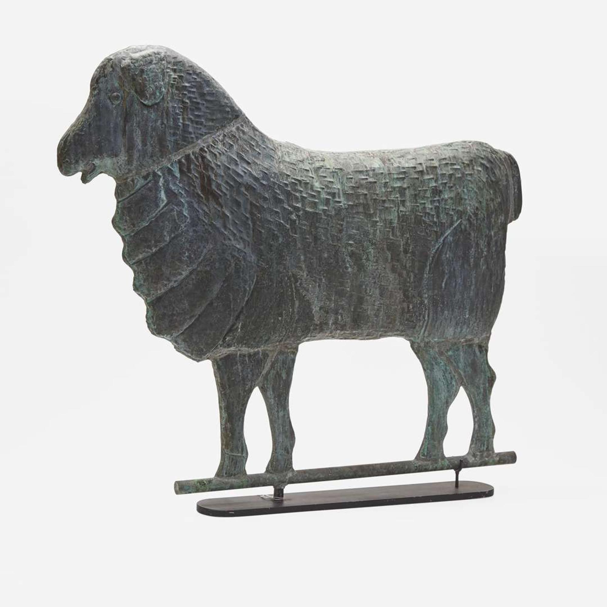 A patinated molded copper ewe weathervane late 19th century