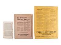[CIRCUS] -- [SIDESHOWS]. A group of 4 items associated with unusual performing acts highlighted by a broadside advertising the "Illinois Giant Boy!" ca 1879.