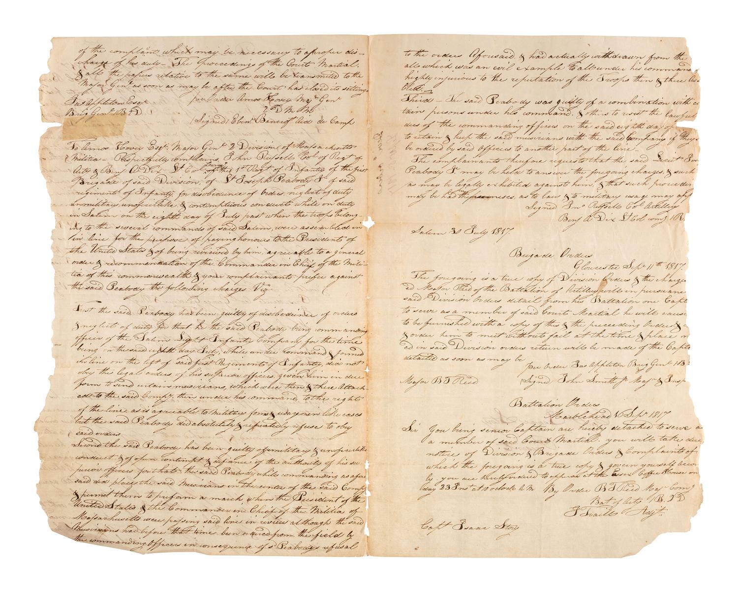 [MILITIA]. A group of documents related to nineteenth-century state militias, including broadsides and a War of 1812 appointment signed by Connecticut Governor John Cotton Smith.