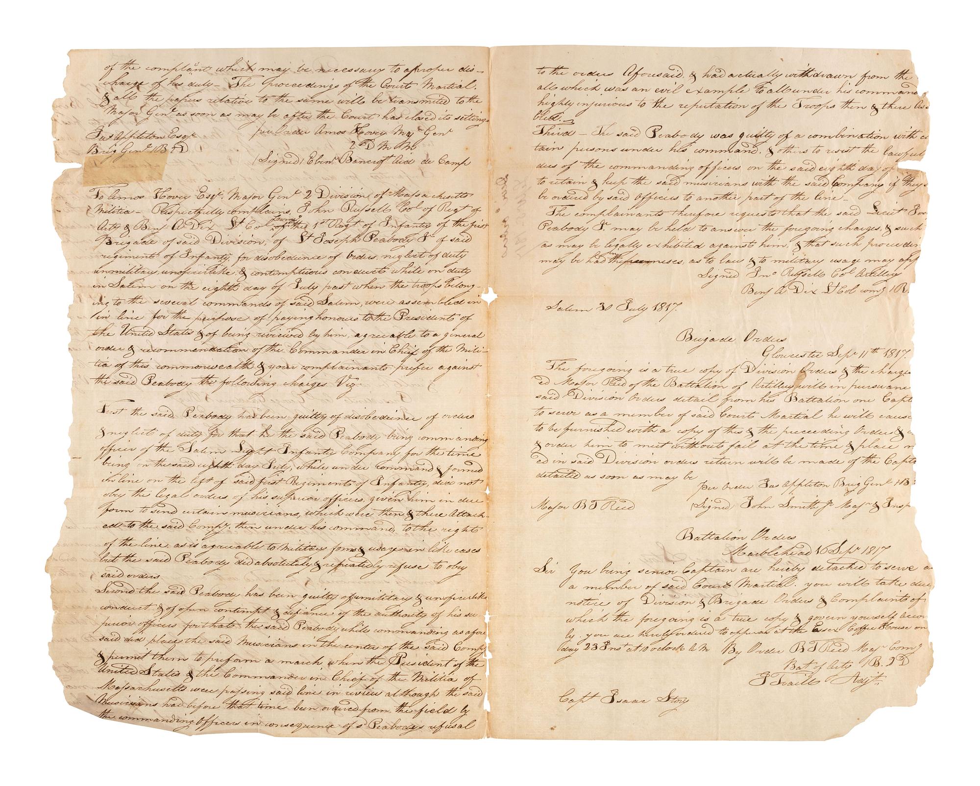 [MILITIA]. A group of documents related to nineteenth-century state militias, including broadsides and a War of 1812 appointment signed by Connecticut Governor John Cotton Smith.