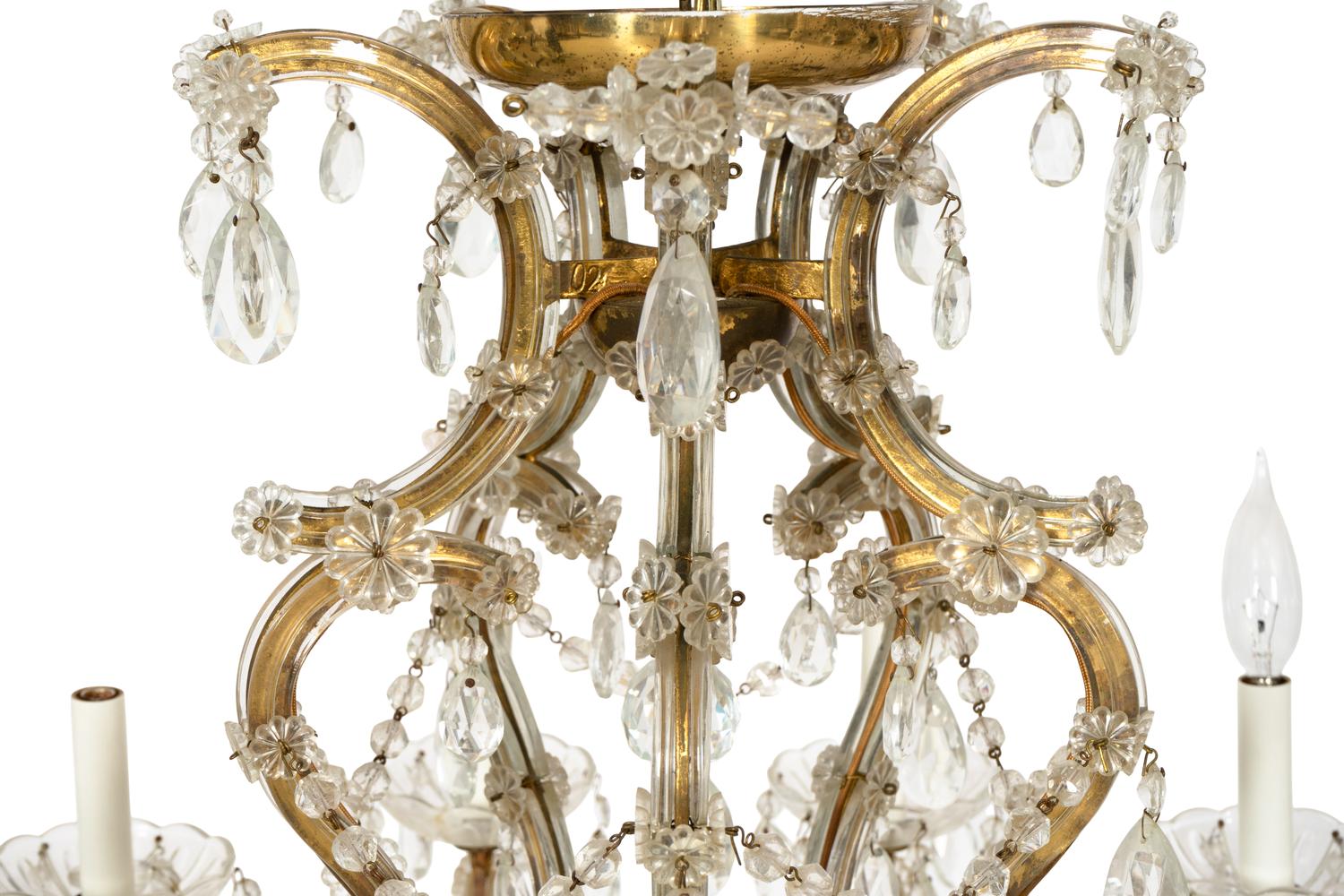 A Venetian Cased Glass Eight-Light Chandelier
