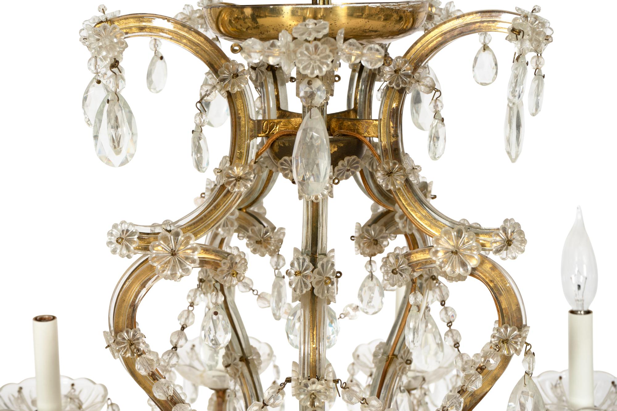 A Venetian Cased Glass Eight-Light Chandelier