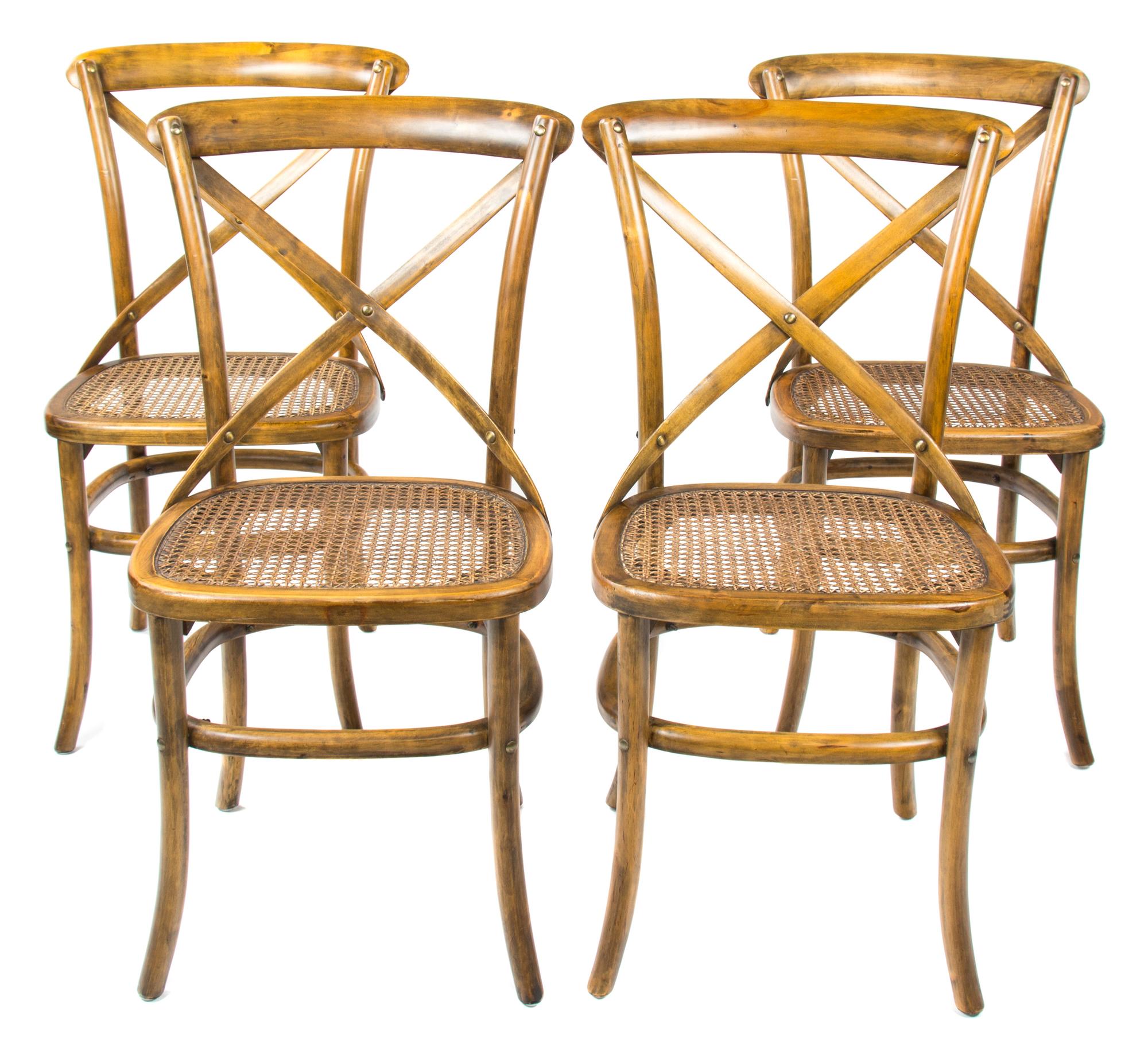 A Group of Four French Oak Camargue Design Chairs Height 35 inches.