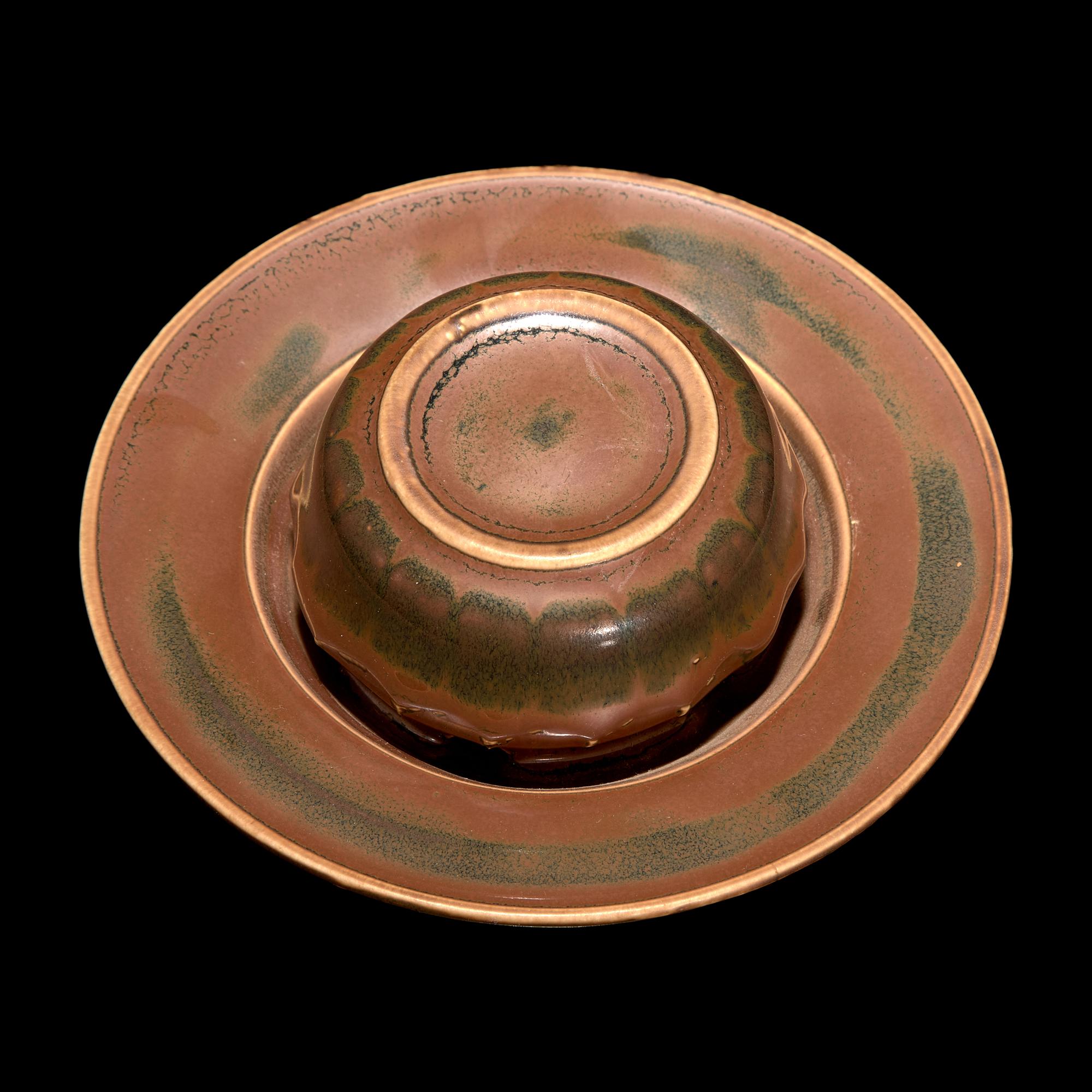A Chinese Persimmon Glazed Porcelain Cup Stand — 紫金釉盞托