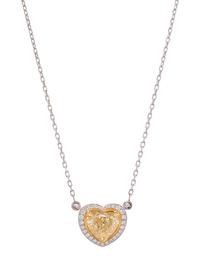 FANCY LIGHT YELLOW DIAMOND AND DIAMOND PENDANT/NECKLACE