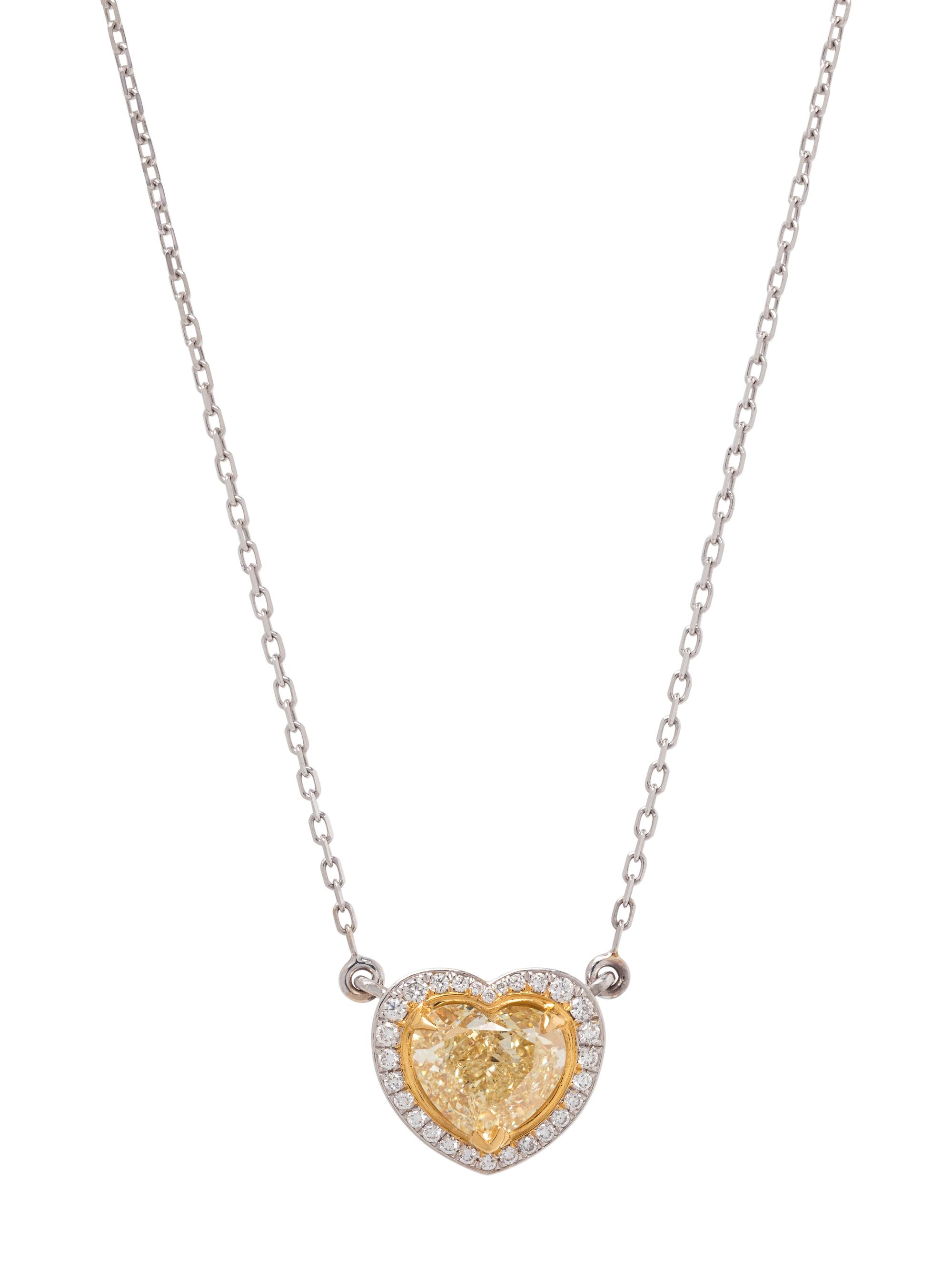 FANCY LIGHT YELLOW DIAMOND AND DIAMOND PENDANT/NECKLACE