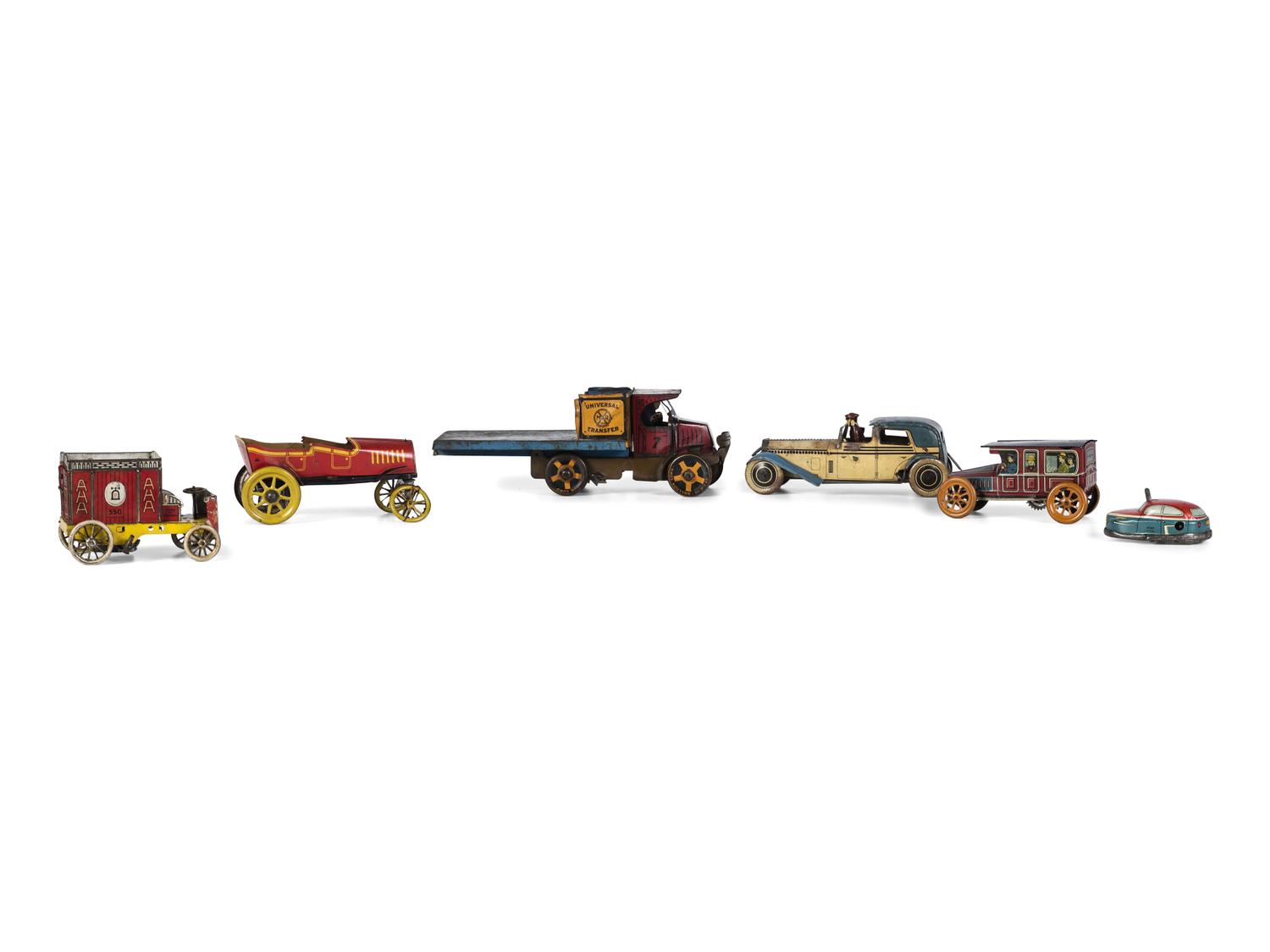 Six Tin Lithograph Toy Vehicles
