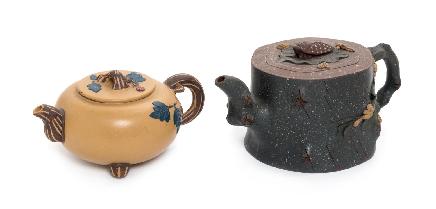 Two Chinese Yixing Pottery Teapots Height of taller 4 inches. — 20TH CENTURY