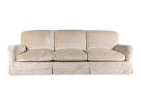A Velvet-Upholstered Three-Cushion Sofa