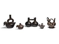Five Chimu Blackware Bird-Form Vessels