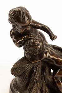 A Pair of French Patinated Bronze Figural Groups