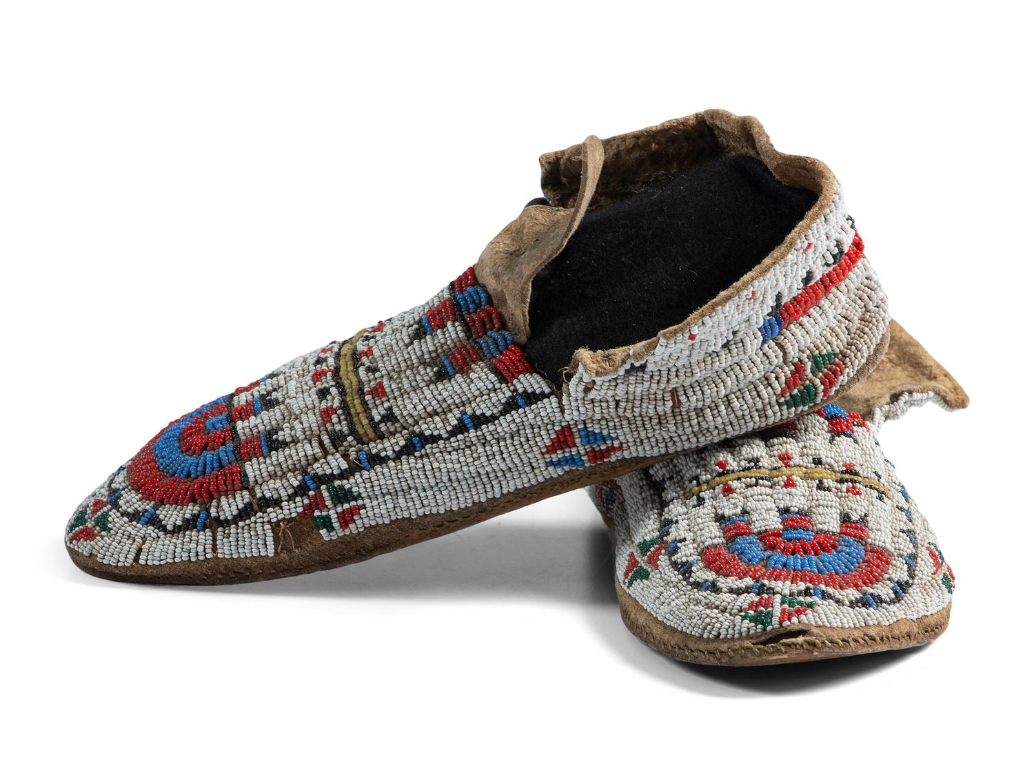 Northern Plains Beaded Hide Moccasins