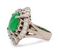 A White Gold, Jade Diamond Ring,