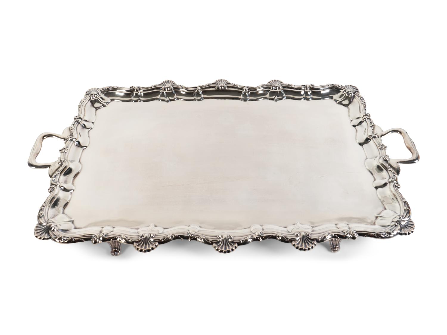 An English Silver Two-Handled Serving Tray — THIMAS DUCROWN, BIRMINGHAM, 1903