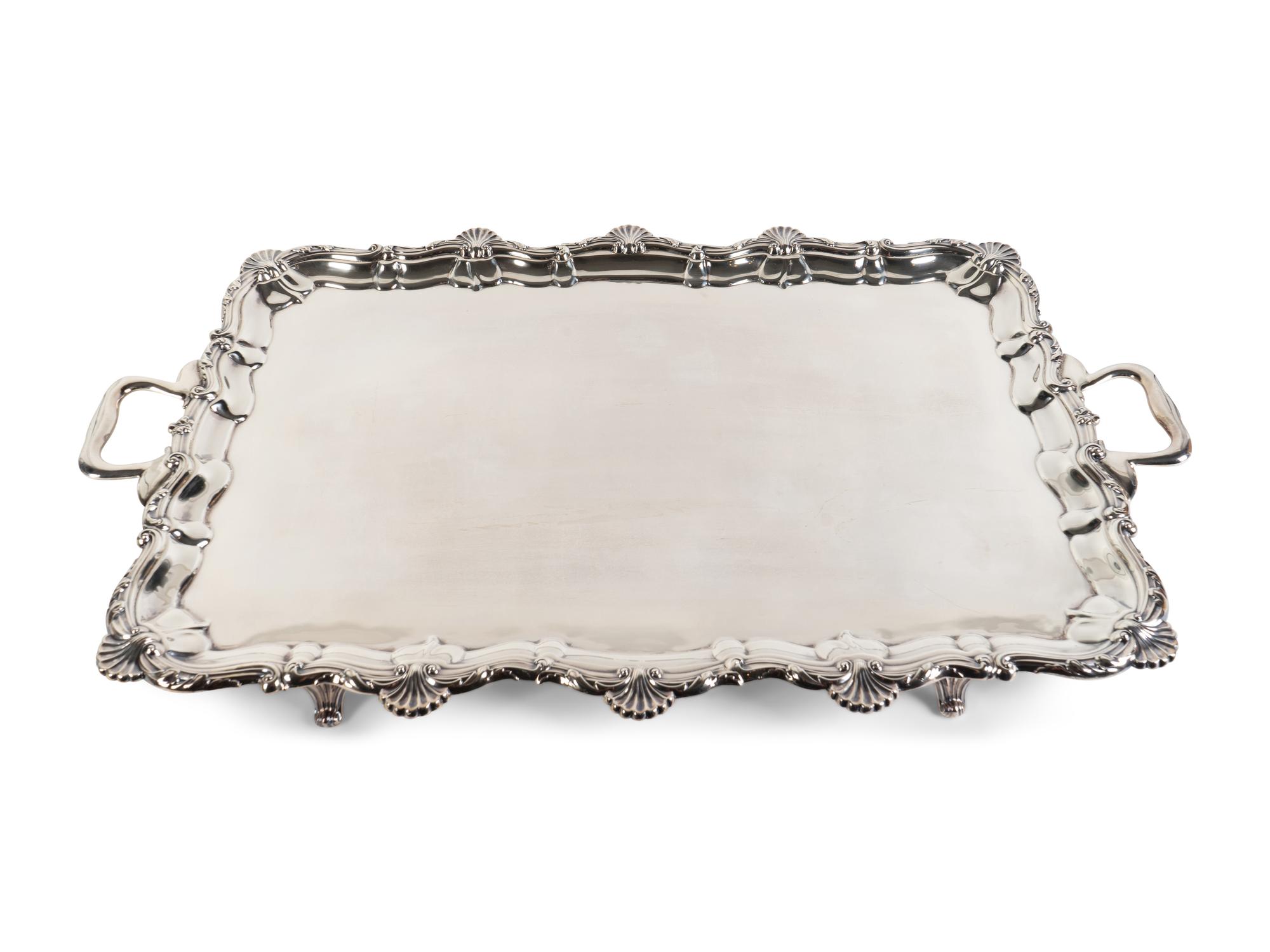 An English Silver Two-Handled Serving Tray — THIMAS DUCROWN, BIRMINGHAM, 1903