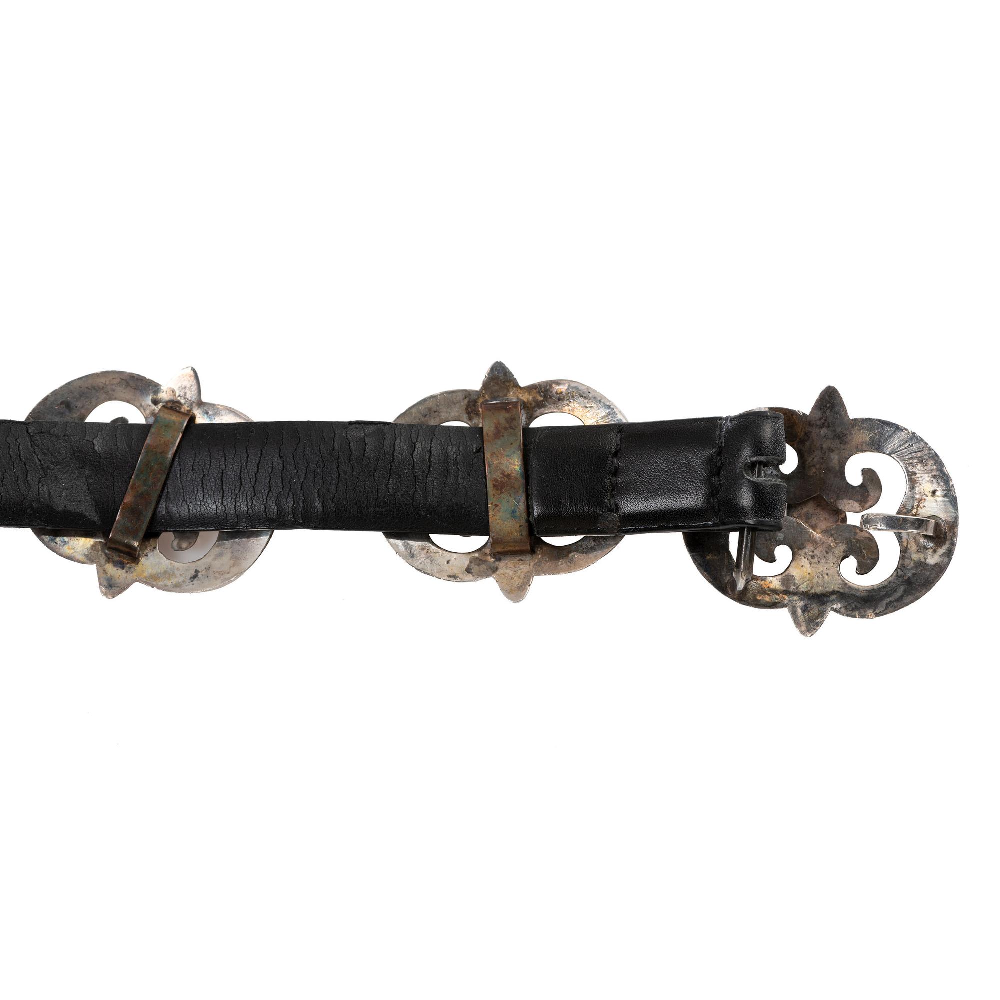 Navajo Sand Cast Silver and Turquoise Concha Belt