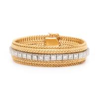 PLATINUM AND DIAMOND LINE BRACELET WITH A YELLOW GOLD JACKET