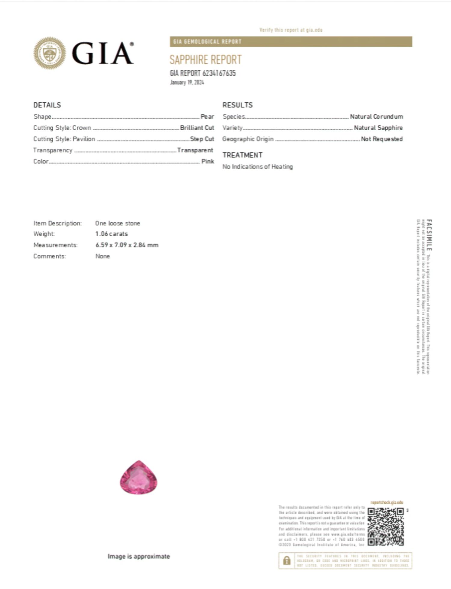UNHEATED PINK SAPPHIRE, DIAMOND, AND PLATINUM RING