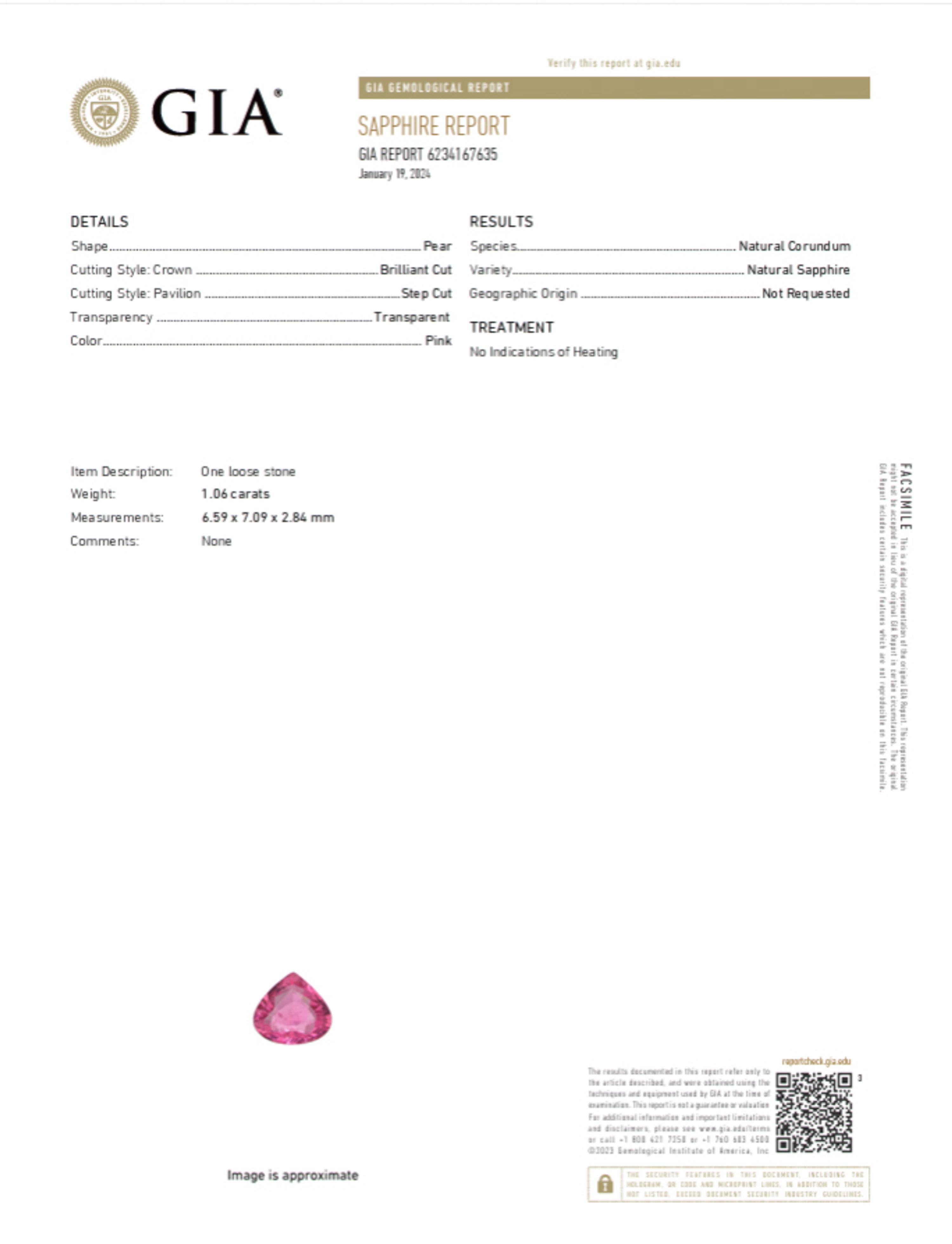UNHEATED PINK SAPPHIRE, DIAMOND, AND PLATINUM RING
