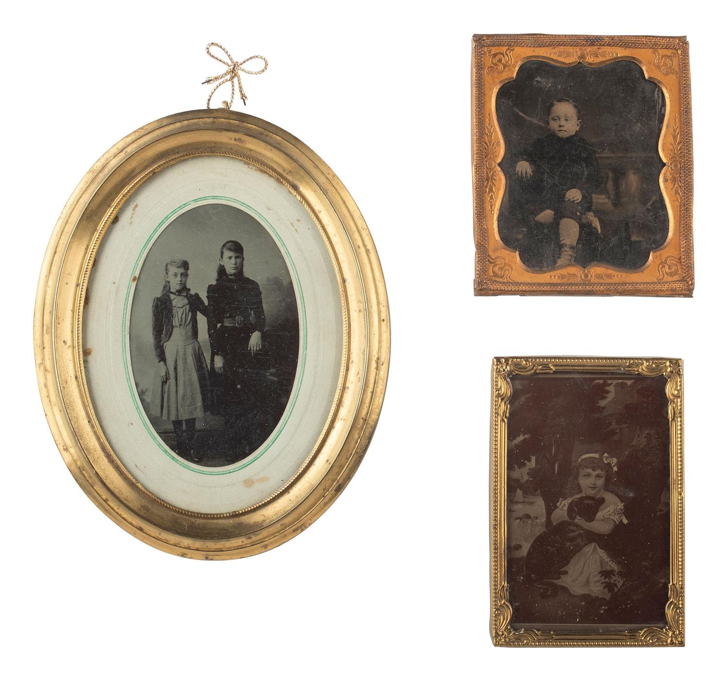 [EARLY PHOTOGRAPHY]. 50+ tintypes of children and families, incl. African American child.