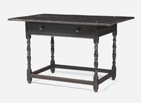 A black-painted tavern table, New England, late 18th century