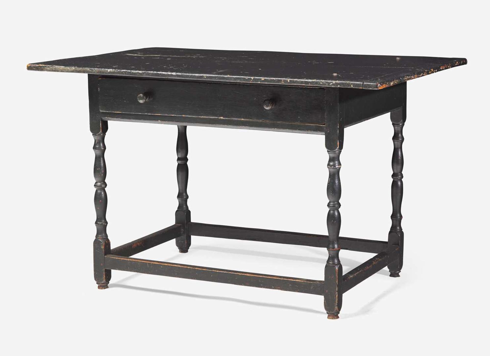 A black-painted tavern table, New England, late 18th century