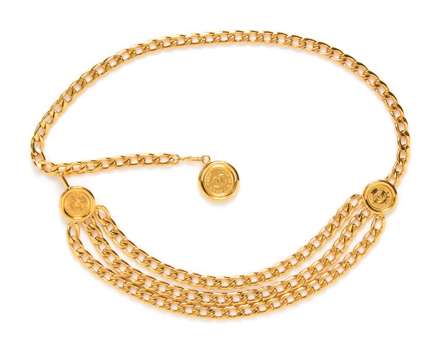 A Chanel Goldtone Link Belt, 36".