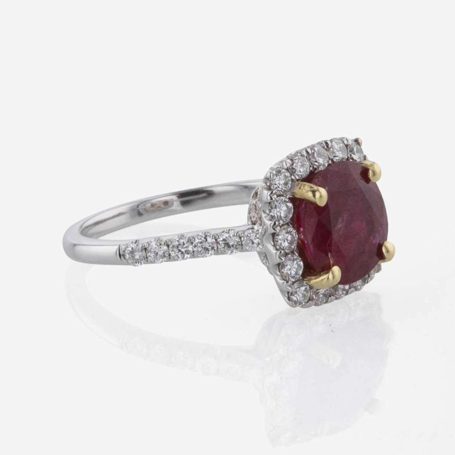An 18K Gold, Ruby, and Diamond Ring