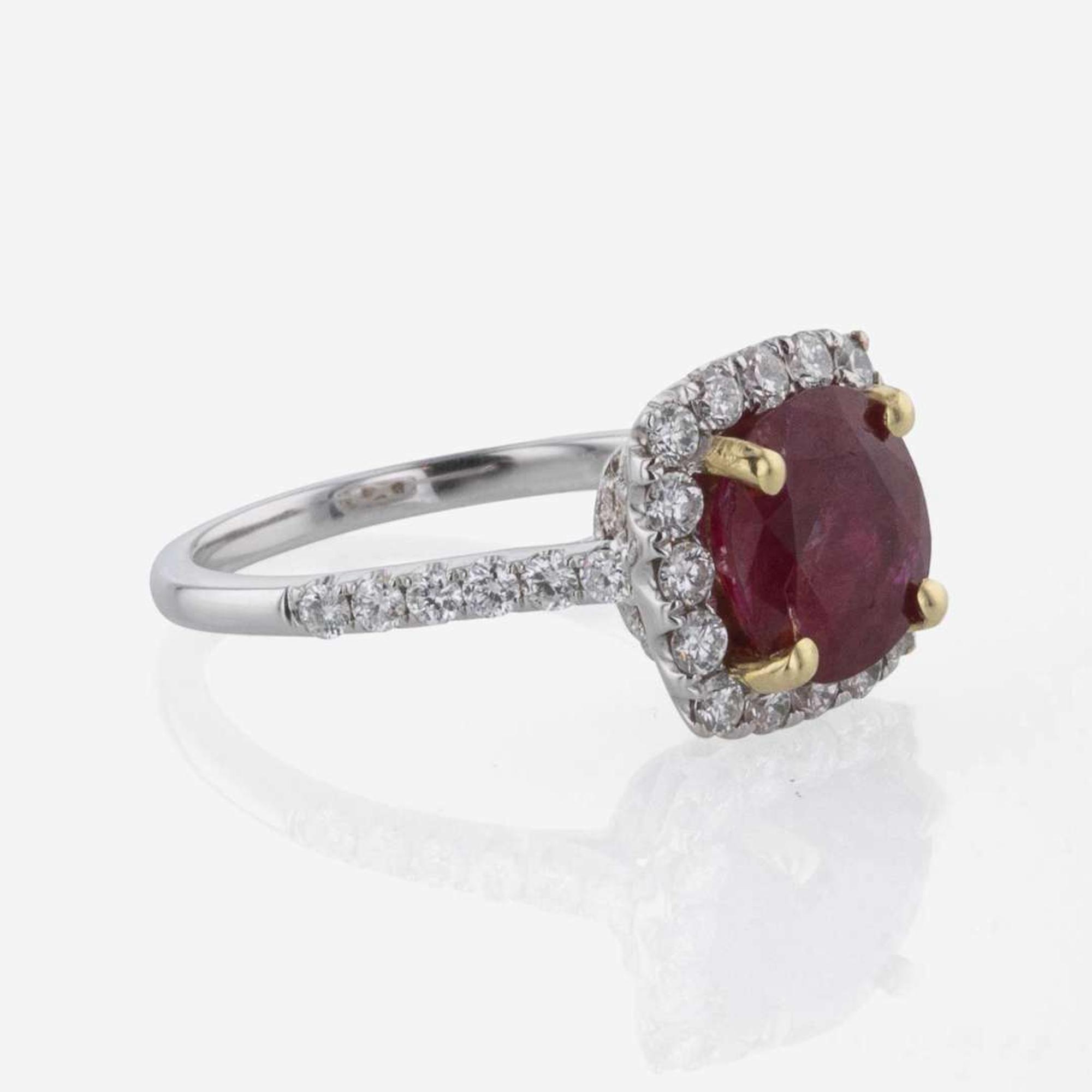 An 18K Gold, Ruby, and Diamond Ring