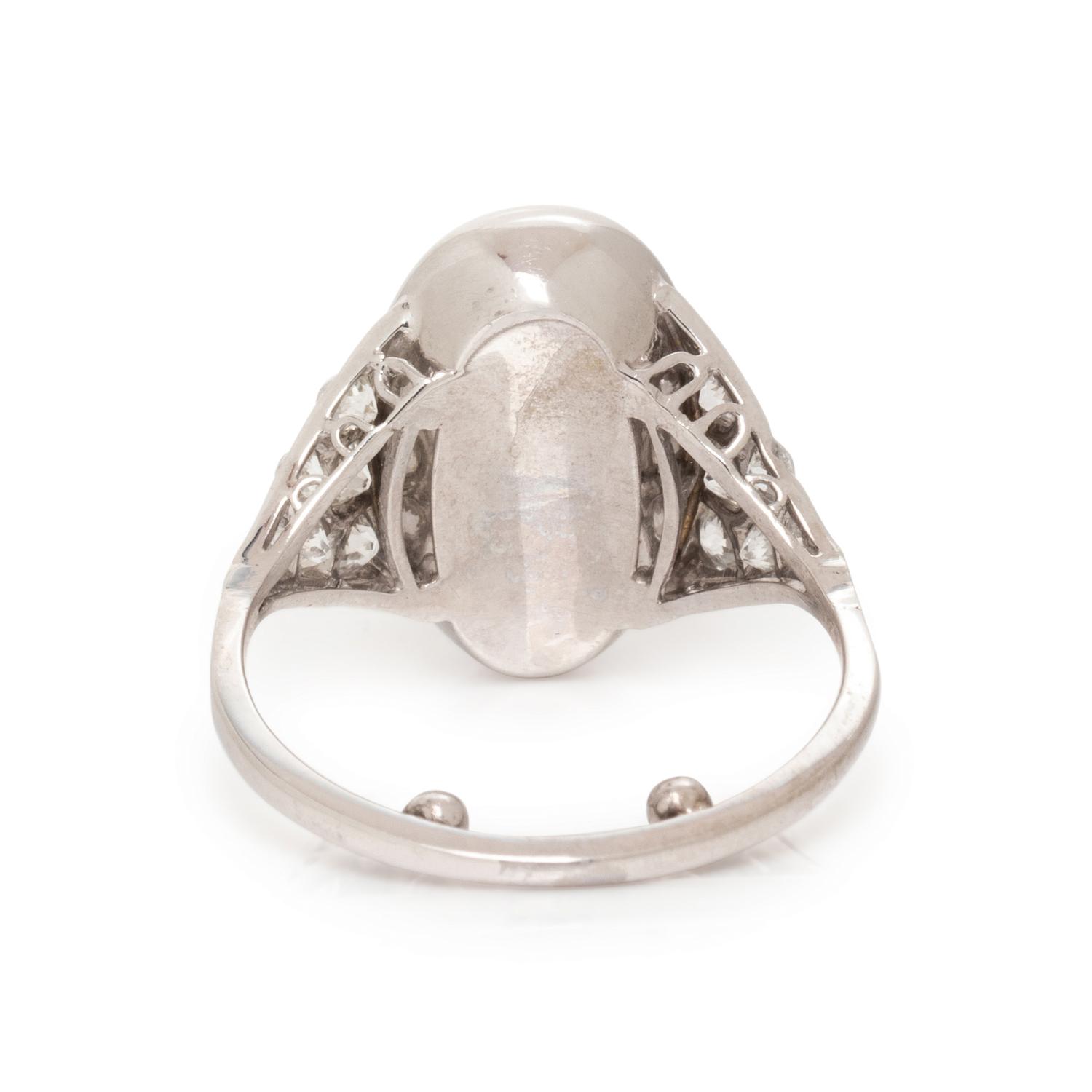 WHITE GOLD, STAR QUARTZ AND DIAMOND RING