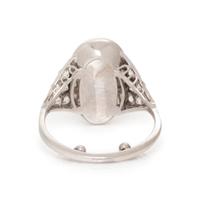 WHITE GOLD, STAR QUARTZ AND DIAMOND RING