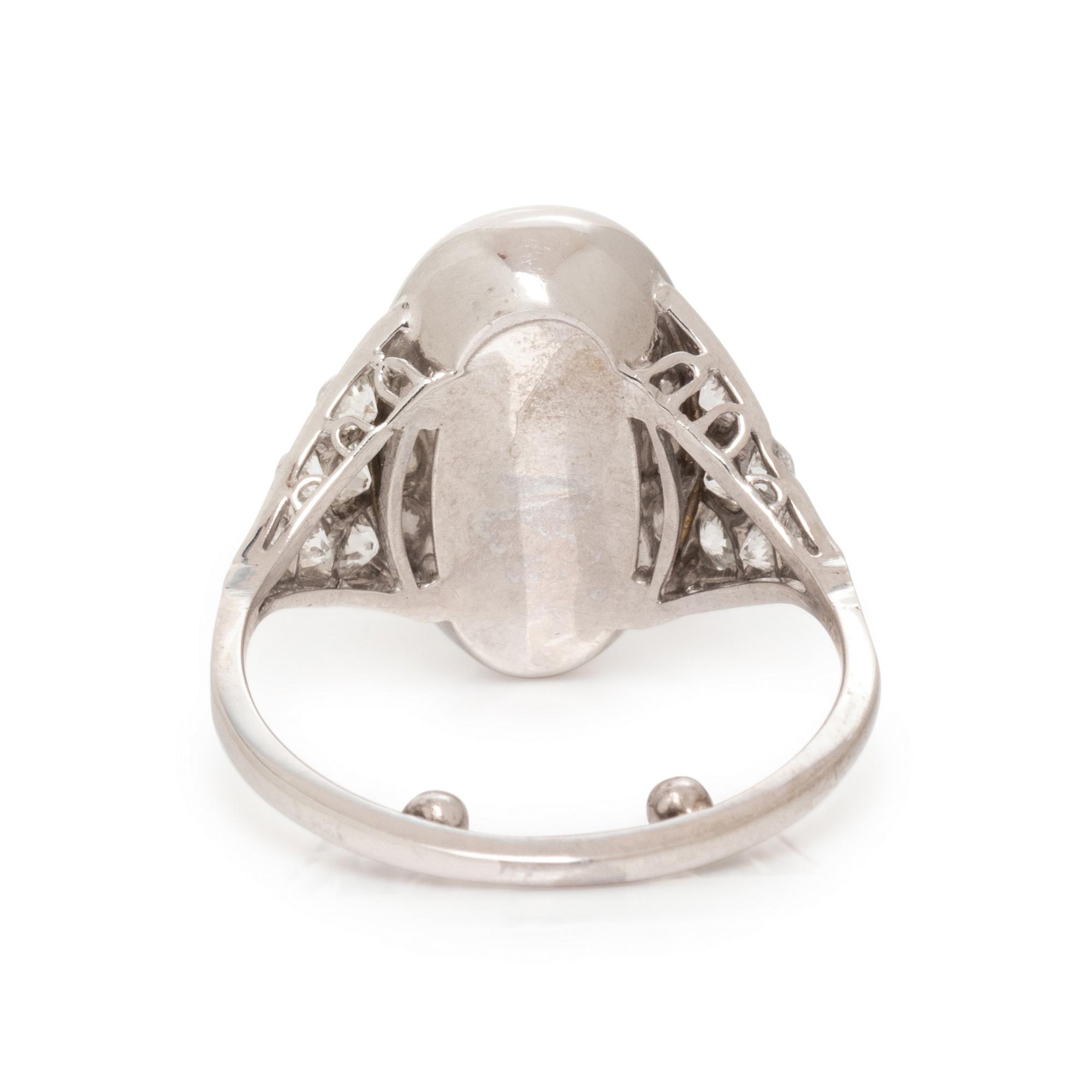 WHITE GOLD, STAR QUARTZ AND DIAMOND RING
