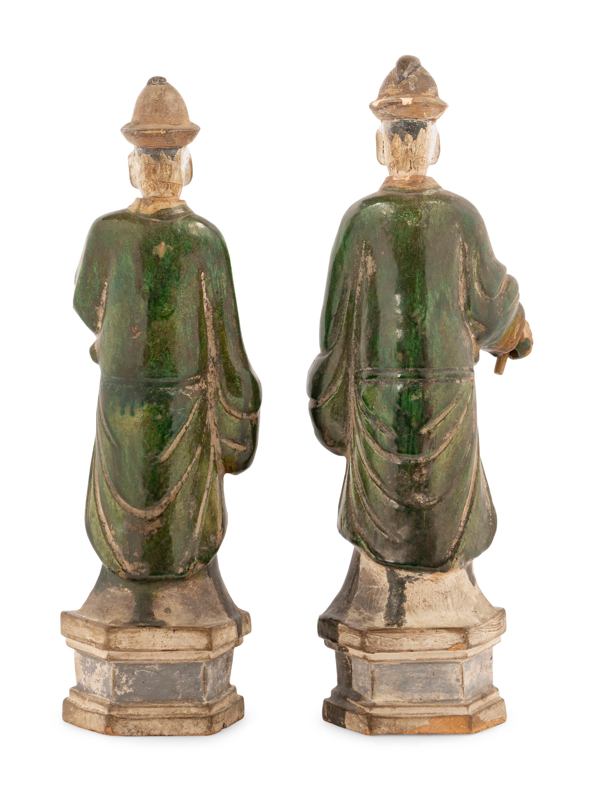 A Pair of Chinese Ming Style Pottery Tomb Figures
