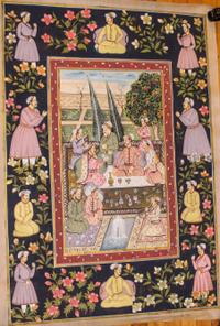 A Large Indian Gouache Painting on Silk Height 43 inches.
