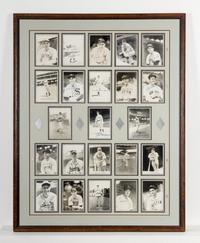 An Impressive Baseball Hall of Fame Signed Autograph Display - 23 Signatures Including Joe DiMaggio and Ted Williams (Beckett Authentication Services Letter),